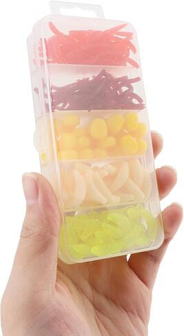 160pcs Lifelike Soft Lure Assortment Kit, Soft Worms Fishing Lure Worm Baits Earthworm, Simulation Fake Corn Baits Corn Carp Fishing for Trout Carp Cat Fish in Saudi Arabia