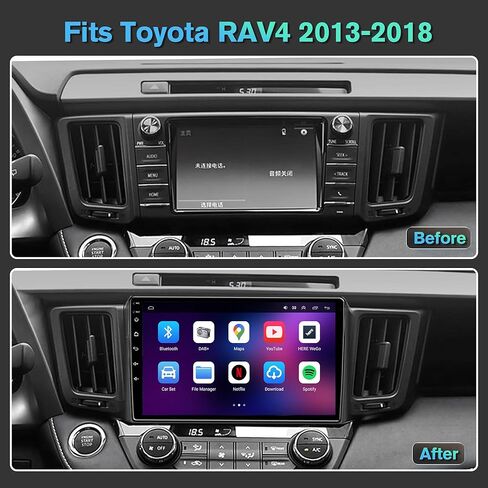 4G+64G Android 13 Car Radio for Toyota RAV4 2013-2018,10" Touch Wireless Carplay&Android Auto Support Touchscreen Radio Upgrade with AHD Camera,GPS Navigation,SWC,WiFi,FM,Bluetooth in Saudi Arabia