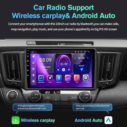 4G+64G Android 13 Car Radio for Toyota RAV4 2013-2018,10" Touch Wireless Carplay&Android Auto Support Touchscreen Radio Upgrade with AHD Camera,GPS Navigation,SWC,WiFi,FM,Bluetooth in Saudi Arabia