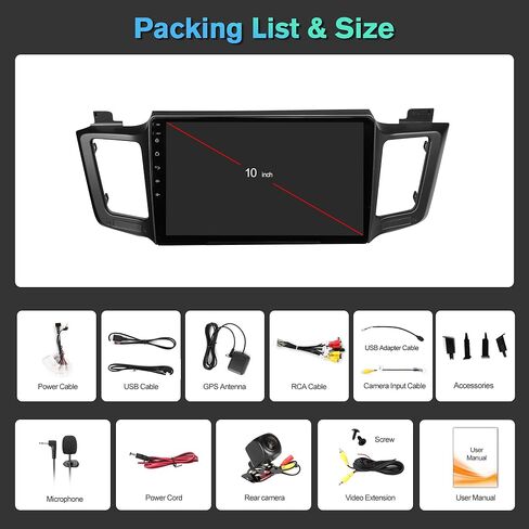 4G+64G Android 13 Car Radio for Toyota RAV4 2013-2018,10" Touch Wireless Carplay&Android Auto Support Touchscreen Radio Upgrade with AHD Camera,GPS Navigation,SWC,WiFi,FM,Bluetooth in Saudi Arabia