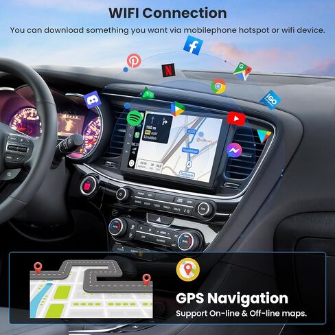 ستيريو سيارة 4G+64G لسيارة KIA Optima K5 2013 2014 2015، 9 بوصة Android 13 شاشة تعمل باللمس راديو Optima مع CarPlay اللاسلكي، Android Auto، GPS Navi، 5G WiFi، بلوتوث 5.2، كاميرا خلفية عالية الدقة، SWC، راديو FM in Kuwait