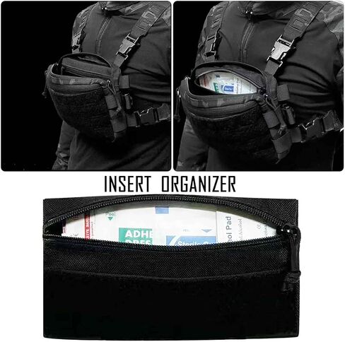 Tactical Admin Zipper Pouch with Hook and Loop, Carry On Bag Insert EDC Organizer Utility Storage Pocket Wallet for Snack Backpack Accessories Chest Ring in Saudi Arabia