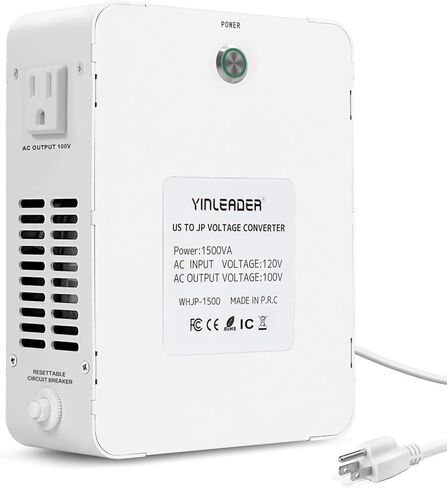 Yinleader 1000W US 120V to 100V JP Japan Voltage Converter Step Down Transformer Ideal for Japanese Turntable/Rice Cooker/Mochi Maker/Player/Cassette Deck/Heater/dehumidifier, etc.(White) in Saudi Arabia