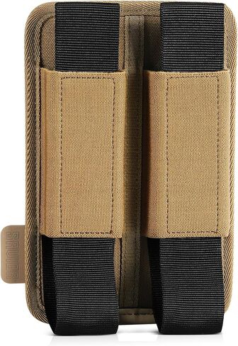 Savior Equipment Tactical Double Pistol Extended Open-Top Mag Pouch Holder Handgun Magazine Storage, Elastic Band to Hold Tight, Hook-Backed Panel, Tan in Saudi Arabia