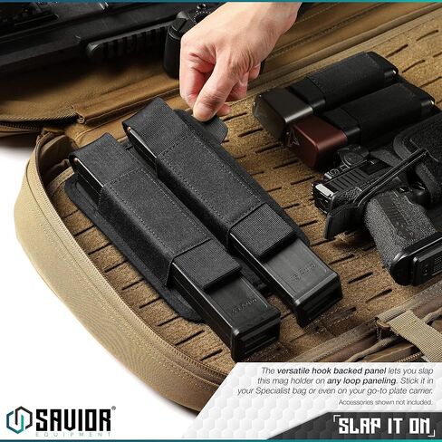 Savior Equipment Tactical Double Pistol Extended Open-Top Mag Pouch Holder Handgun Magazine Storage, Elastic Band to Hold Tight, Hook-Backed Panel, Tan in Kuwait