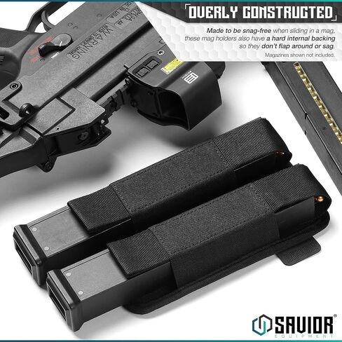 Savior Equipment Tactical Double Pistol Extended Open-Top Mag Pouch Holder Handgun Magazine Storage, Elastic Band to Hold Tight, Hook-Backed Panel, Tan in Kuwait