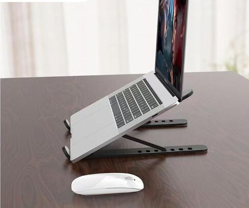 Adjustable Laptop Stand, Ergonomic Aluminum Laptop Riser for Desk, Foldable & Portable Computer Stand Compatible with MacBook Air Pro, Dell, HP, Lenovo, All 10-17.3" Laptops - Black in Saudi Arabia