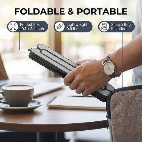 Adjustable Laptop Stand, Ergonomic Aluminum Laptop Riser for Desk, Foldable & Portable Computer Stand Compatible with MacBook Air Pro, Dell, HP, Lenovo, All 10-17.3" Laptops - Black in Saudi Arabia