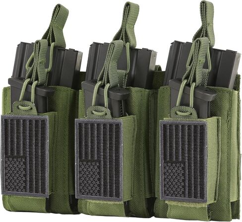 حقيبة مجلة Molle AR مفتوحة من الأعلى لمسدس بندقية 5.56 مم 7.62 مم 9 مم، حامل حقيبة ماج فردي/مزدوج/ثلاثي لـ M4 M16 AK Glock M1911 مع رقعة علم الولايات المتحدة الأمريكية in Kuwait