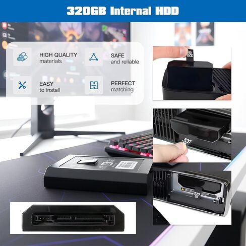 مجموعة ترقية USonline911: محرك أقراص ثابتة سعة 320 جيجابايت لجهاز Xbox 360 Slim، مما يتيح لك تخزين عدد لا يحصى من الألعاب، والحفاظ على تقدم اللعبة، وإدارة الترفيه الرقمي in Saudi Arabia