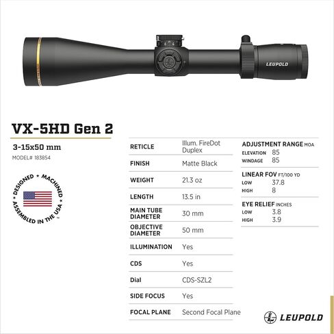 Leupold VX-5HD Gen 2 Rifle Scope 3-15x50 (30mm) CDS-SZL2 Side Focus Illum. FireDot Duplex in Saudi Arabia