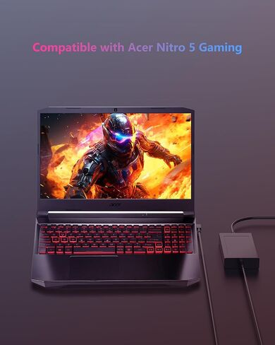 شاحن كمبيوتر محمول بقوة 135 واط، متوافق مع أجهزة الكمبيوتر المحمولة Acer Nitro 5 Gaming AN515-55 AN515-54 AN515-53 AN515-51 AN515-44، Nitro V15 V16 V17، N18C3 N18C4 N17C1 محول تيار متردد مزود بشحن سريع in Kuwait