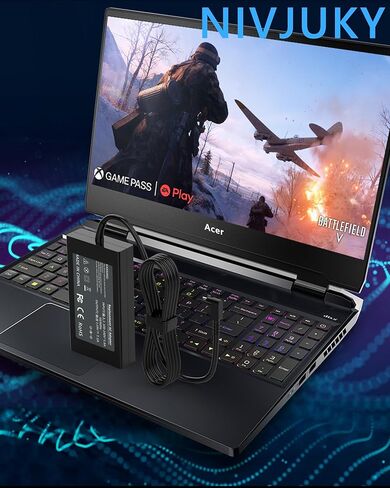 شاحن كمبيوتر محمول بقوة 135 واط، متوافق مع أجهزة الكمبيوتر المحمولة Acer Nitro 5 Gaming AN515-55 AN515-54 AN515-53 AN515-51 AN515-44، Nitro V15 V16 V17، N18C3 N18C4 N17C1 محول تيار متردد مزود بشحن سريع in Kuwait