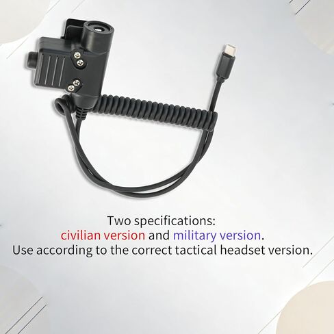 U94 PTT Adapter for Tactical Headset Compatible with Type-C Plug of Mobie Phone,Spring Coil Design,Military or Civilian Ver (Cilivian Version PTT) in Saudi Arabia