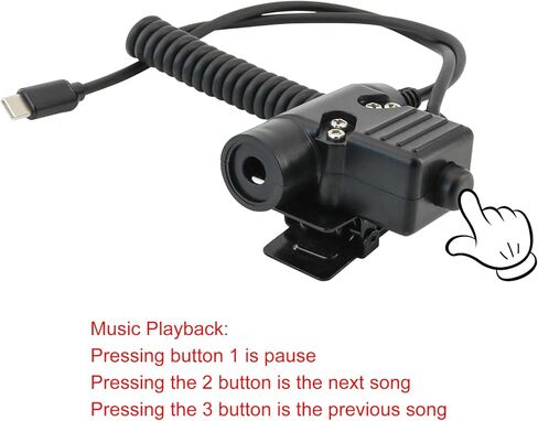 U94 PTT Adapter for Tactical Headset Compatible with Type-C Plug of Mobie Phone,Spring Coil Design,Military or Civilian Ver (Cilivian Version PTT) in Saudi Arabia