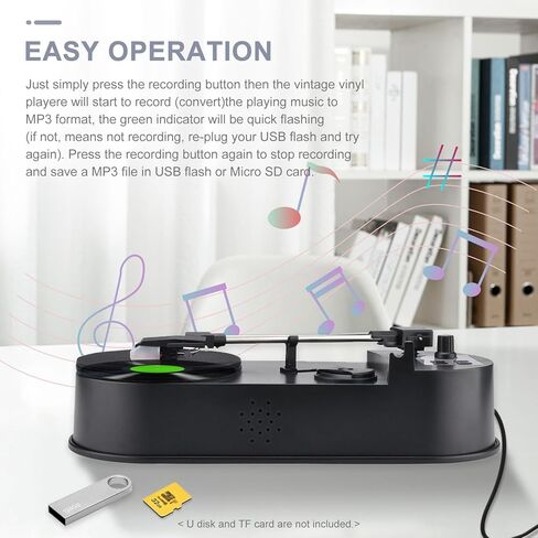 33/45 PRM LP Turntable to MP3 Converter Vinyl to MP3 Converter Turntable with 5V DC Adapter with SD Card Slot in Saudi Arabia