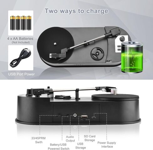 33/45 PRM LP Turntable to MP3 Converter Vinyl to MP3 Converter Turntable with 5V DC Adapter with SD Card Slot in Saudi Arabia