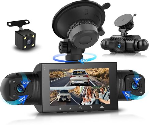 4 Channel Dash Cam 360° View, 1080P Front and Rear Inside, Left Right Dash Camera for Cars, 8 IR Lamps Night Vision, 4/7 Recording Parking Mode Monitor Rimoody in Saudi Arabia