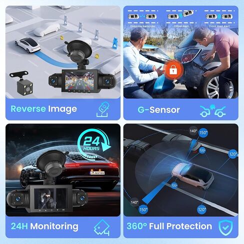 4 Channel Dash Cam 360° View, 1080P Front and Rear Inside, Left Right Dash Camera for Cars, 8 IR Lamps Night Vision, 4/7 Recording Parking Mode Monitor Rimoody in Saudi Arabia