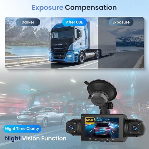 4 Channel Dash Cam 360° View, 1080P Front and Rear Inside, Left Right Dash Camera for Cars, 8 IR Lamps Night Vision, 4/7 Recording Parking Mode Monitor Rimoody in Saudi Arabia