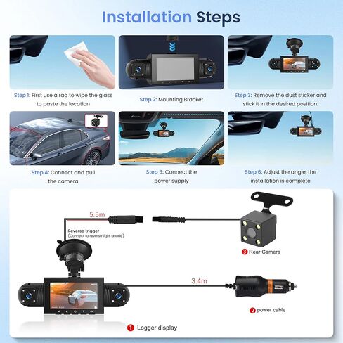 4 Channel Dash Cam 360° View, 1080P Front and Rear Inside, Left Right Dash Camera for Cars, 8 IR Lamps Night Vision, 4/7 Recording Parking Mode Monitor Rimoody in Saudi Arabia