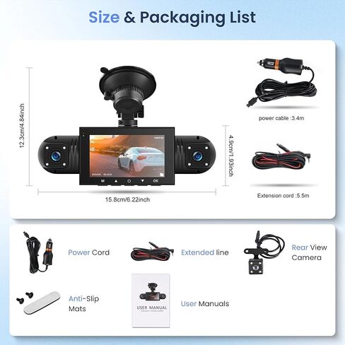 4 Channel Dash Cam 360° View, 1080P Front and Rear Inside, Left Right Dash Camera for Cars, 8 IR Lamps Night Vision, 4/7 Recording Parking Mode Monitor Rimoody in Saudi Arabia