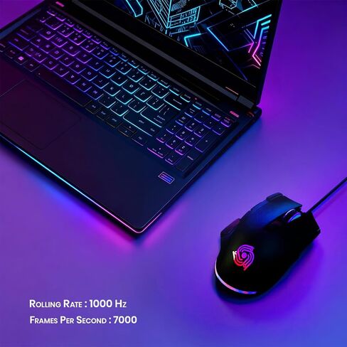ماوس سلكي للألعاب - ماوس كمبيوتر USB مع 8 أزرار قابلة للبرمجة، 6 نقطة لكل بوصة قابلة للتعديل، مفاتيح ميكانيكية، أزرار إطلاق سريع وقناصة، متوافق مع أجهزة الكمبيوتر الشخصية والكمبيوتر المحمول - أسود (الأرملة الشريرة) in Kuwait