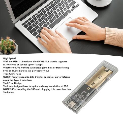 محول حاوية M.2 NVMe SATAs SSD، حاوية USB 3.1 USB C خارجية NVMe SSD بسرعة 10 جيجابت في الثانية، تدعم 22x30، 22x42، 22x60، 22x80 مم NVME أو NGFF SSDs in Saudi Arabia