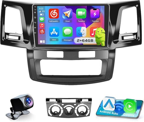 4G 64G for Toyota Fortuner Hilux 2005-2014 Radio CarPlay 9" in-Cell Touchscreen Car Stereo Android 15 Android Auto Bluetooth 5.0 GPS WiFi 18UI Backup Camera in Saudi Arabia