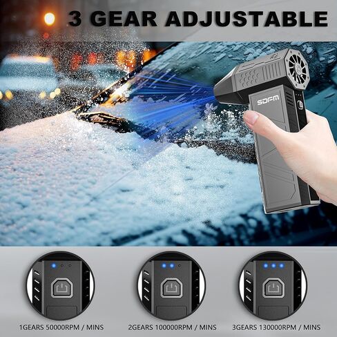SDFM Compressed Air Duster - 180,000 RPM Snow Blower - with Brushless Motor, 3-Gear Adjustable Air Duster - for Keyboard, PC, Car, Air Bed, and Home Cleaning (X15+X3BM) in Saudi Arabia