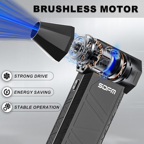 SDFM Compressed Air Duster - 180,000 RPM Snow Blower - with Brushless Motor, 3-Gear Adjustable Air Duster - for Keyboard, PC, Car, Air Bed, and Home Cleaning (X15+X3BM) in Saudi Arabia
