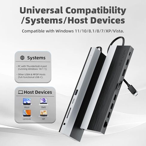 محطة إرساء WAVLINK USB-C 3 شاشات، قاعدة إرساء مع HDMI وDP وVGA و100W PD وUSB3.0&2.0 وRJ45 وفتحات SD/TF وصوت/ميكروفون لأجهزة Lenovo/HP/Dell وغيرها - رمادي in Saudi Arabia