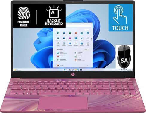 كمبيوتر محمول HP بشاشة لمس عالية الدقة مقاس 15.6 بوصة مع قارئ بصمات الأصابع، ومعالج Intel رباعي النواة N، وذاكرة وصول عشوائي سعتها 4 جيجابايت، وتخزين SSD بسعة 128 جيجابايت، ونوع C، وHDMI، ولوحة مفاتيح بإضاءة خلفية، SAM، W11 (15-fd - متجدد) الوالدين (أرجوا in Kuwait
