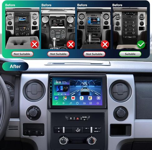 9 بوصة (4Ram 64Rom) 5GWiFi استبدال ترقية راديو السيارة لسيارة Ford F150 F-150 2009-2012 Android 13 مع CarPlay اللاسلكي/Android Auto/FM/AM/RDS/1080P كاميرا احتياطية/BT5.4 ((09-12) 1080P) in Saudi Arabia