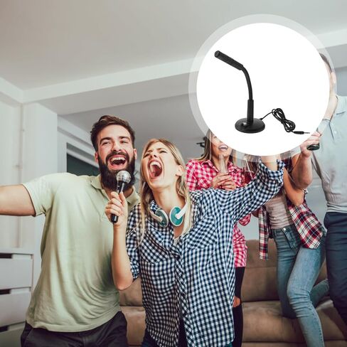 Computer Microphone with 3.5mm Interface, Portable Desktop Mic with Base for Chatting, Gaming, and Live Streaming, Black Plastic Meeting Microphone Compatible with Laptop in Saudi Arabia
