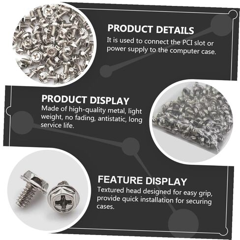 NUOBESTY 100pcs Computer Case Fastener and Power Supply Screw Set Silver 6#-32x6mm Metal Thumbscrews for Pci Slot Replacement Compatible with Desktop Power Supply Assembly in Saudi Arabia