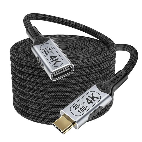 كابل تمديد USB C بطول 6.6 أقدام، كابل تمديد USB c 3.2 للشحن بقوة 100 واط، سرعة عالية 20 جيجا بايت في الثانية لنقل البيانات/فيديو 4K usbc أنثى إلى usbc ذكر متوافق مع Thunderbolt 4/3 in Kuwait