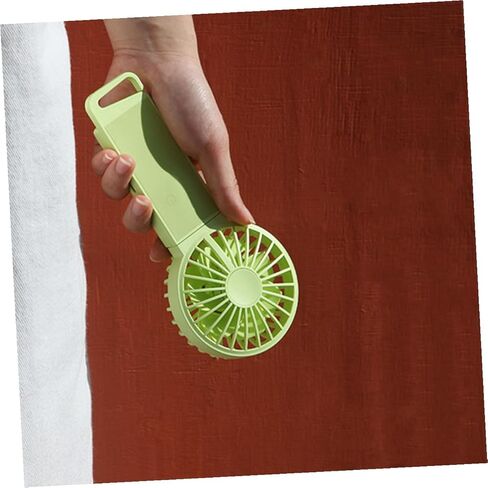 HOMSFOU USB Rechargeable Folding Mini Fan for Home and Office Use, Handheld Portable Personal Fan in Fluorescent Green, Compact 85x35x193mm Design in Saudi Arabia