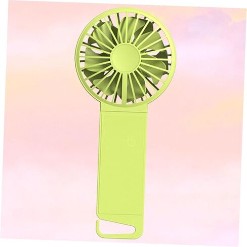 HOMSFOU USB Rechargeable Folding Mini Fan for Home and Office Use, Handheld Portable Personal Fan in Fluorescent Green, Compact 85x35x193mm Design in Saudi Arabia