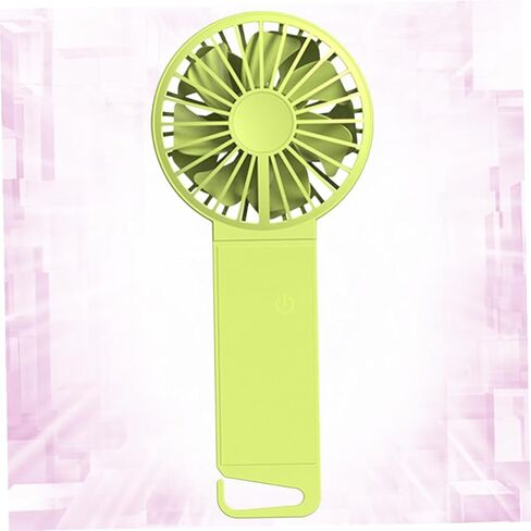 HOMSFOU USB Rechargeable Folding Mini Fan for Home and Office Use, Handheld Portable Personal Fan in Fluorescent Green, Compact 85x35x193mm Design in Saudi Arabia