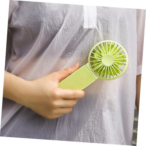 HOMSFOU USB Rechargeable Folding Mini Fan for Home and Office Use, Handheld Portable Personal Fan in Fluorescent Green, Compact 85x35x193mm Design in Saudi Arabia