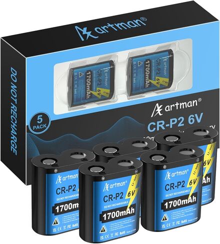 بطارية Artman CR-P2، (5 عبوات) سعة كبيرة 1700 مللي أمبير في الساعة CR-P2 بطارية ليثيوم صور 6 فولت تحل محل بطاريات 223A وDL223A وEL223AP و2CR-P2 للمصابيح الكاشفة وأنظمة الأمان والأجهزة الذكية in Kuwait