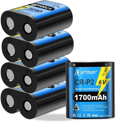 بطارية Artman CR-P2، (5 عبوات) سعة كبيرة 1700 مللي أمبير في الساعة CR-P2 بطارية ليثيوم صور 6 فولت تحل محل بطاريات 223A وDL223A وEL223AP و2CR-P2 للمصابيح الكاشفة وأنظمة الأمان والأجهزة الذكية in Kuwait