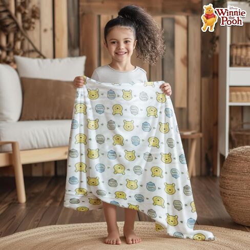 Cudlie Winnie The Pooh Blanket | Winnie The Pooh Baby Throw Blanket | Winnie-The-Pooh Plush Newborn Blankets | Pooh-Bear Fleece Throw | 30" X 40" | Multicolor | Officially Licensed in Saudi Arabia
