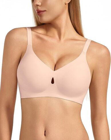 Women's Full Coverage Wireless Bra, Jelly Comfort & Lift Push Up Support, Seamless No Underwire Everyday T-Shirt Bralette in Saudi Arabia