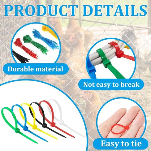 Small Zip Ties, 600 Pack Heavy Duty 2.4mm Nylon Mini Zip Cable Ties 4 Inch in 6 Colors (Black, White, Red, Blue, Green, Yellow) in Kuwait