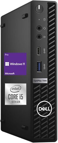 2021 Dell OptiPlex 3080 Micro Form Factor Business Desktop، Intel Core i5-10500T، ذاكرة الوصول العشوائي DDR4 سعة 16 جيجابايت، SSD 512 جيجابايت، WiFi، HDMI، بلوتوث، لوحة مفاتيح وماوس سلكية، Windows 11 Pro in Kuwait
