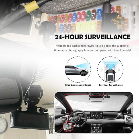 Type C Dash Cam Hardwire Kit with 8 Car Fuse Tap & 8 5A Blade Fuse,24H Monitoring Hardwire Kit for Dash Camera,11.48 Ft Hard Wire Kit for Dash Cam with Low Voltage Protection in Saudi Arabia