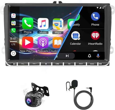 راديو سيارة بلوتوث 9 بوصة Android 13 لسيارة VW Passat Jetta Golf Seat Tiguan Polo MK5، 4G+64G مع CarPlay/Android Auto/GPS Navigation/AHD Backup Camera/SWC/DSP/التحكم الصوتي/راديو FM in Kuwait