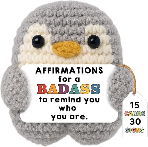 Crimmy Birthday Gifts for Women Best Friend Coworkers, Funny Crochet Penguin with Badass Affirmation Cards, Unique Inspirational & Motivational Positive Crochet Animals Gift in Saudi Arabia